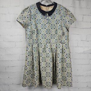 ModCloth Floral Geometric Pattern Dress Collar Pockets Womens 4XL Short Sleeve